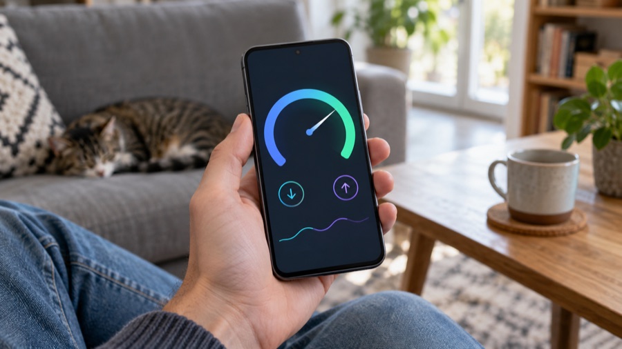 Mobilfunk-Geschwindigkeitstest auf einem Smartphone